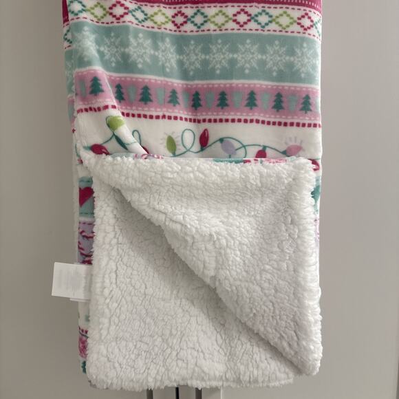 GINGERBREAD 50X70 Plush to Sherpa Throw Blanket Super Soft NEW Christmas Hearts - Picture 3 of 8